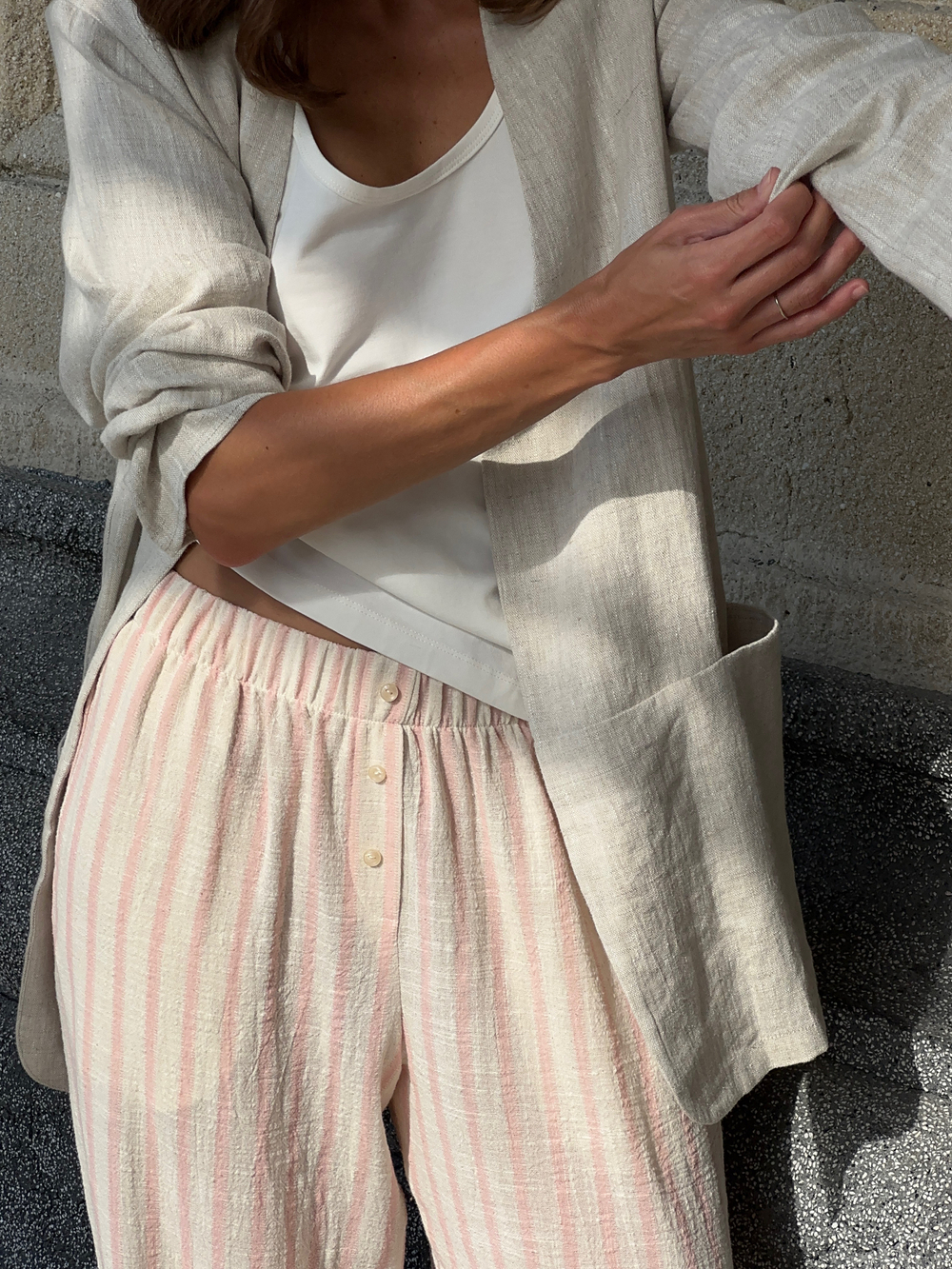 брюки CAP pink stripe cotton