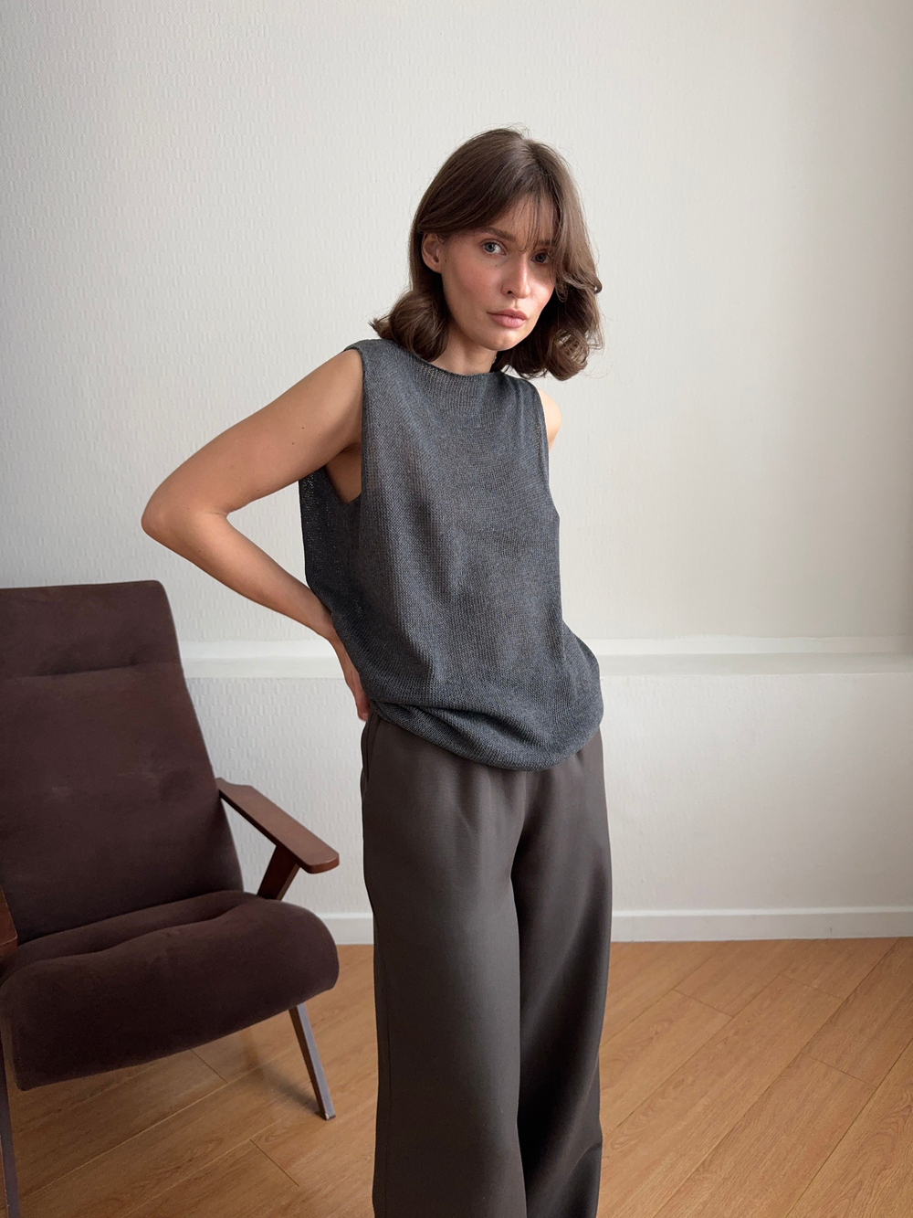 топ PE cotton grey